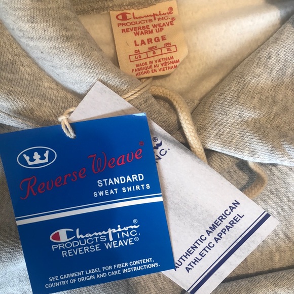 CHAMPION HOODIE REVERSE WEAVE NWT GRAY MENS L, M - Picture 7 of 8